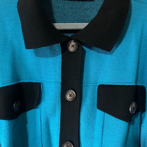 New York & Company Teal and Black Knit Jacket - Picture 3 of 3